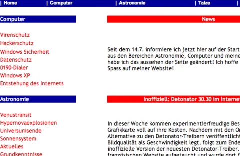 Meine Website im Jahr 2002